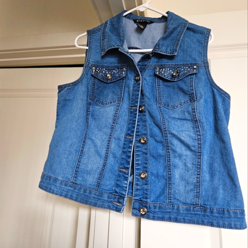 Baccini Embellished Denim Vest